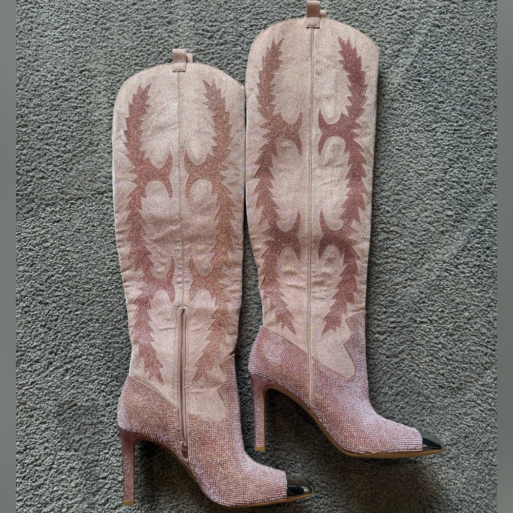 Gianni Bini Pink Patterned Heeled Boots